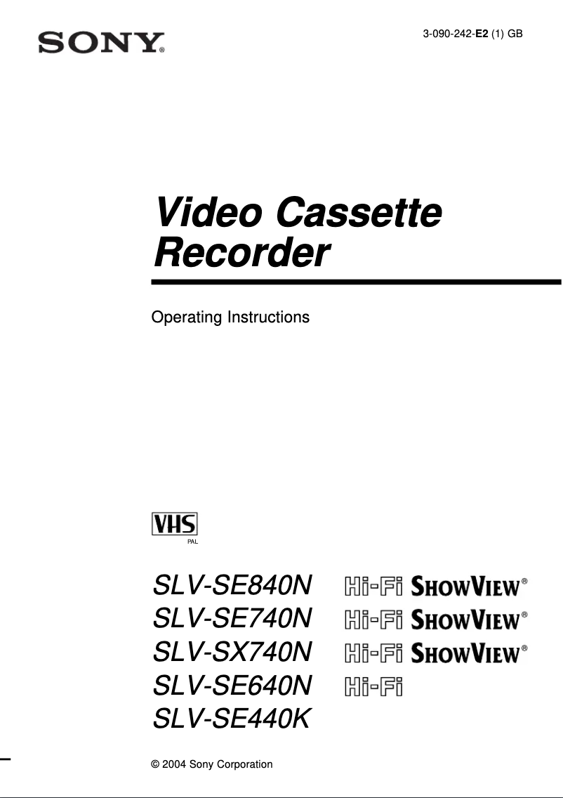 First page image of the manual for SLV-SE740N