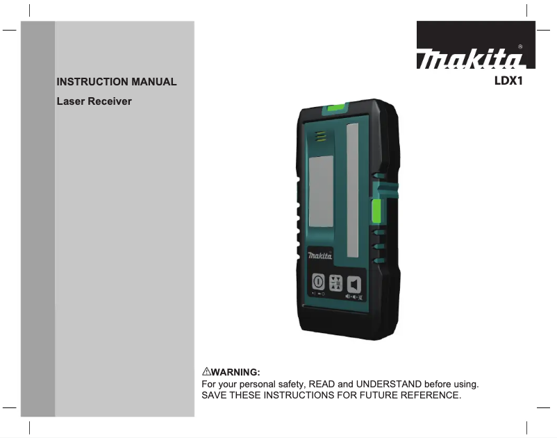 Page 1 of the manual User Manual Makita LDX1