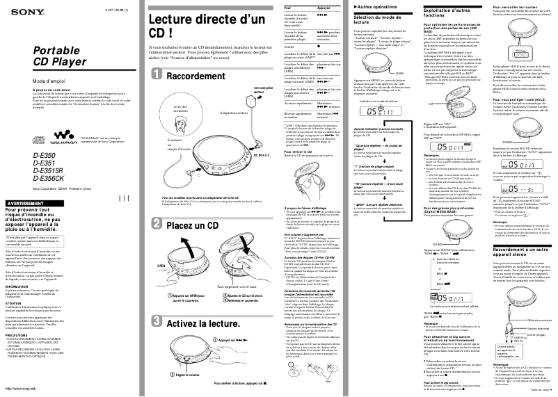 Page 1 of the manual User Manual Sony D-E350