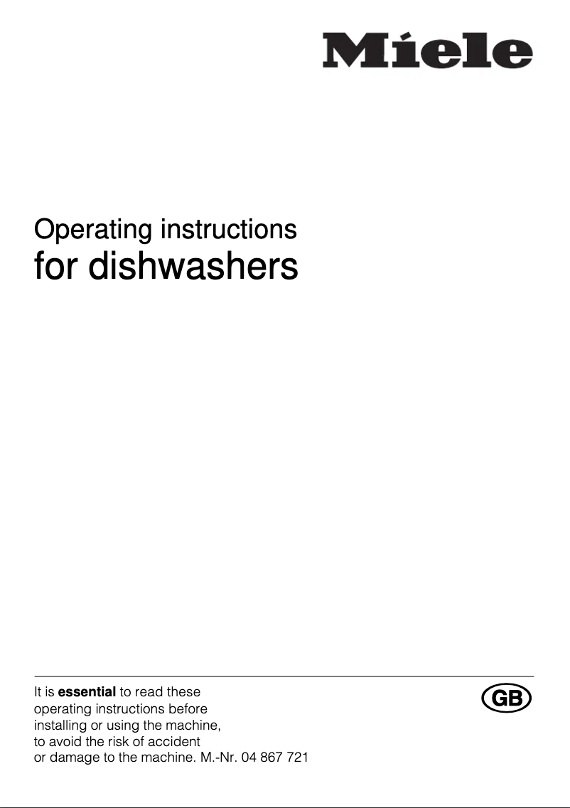 Page 1 of the manual User Manual Miele G 673