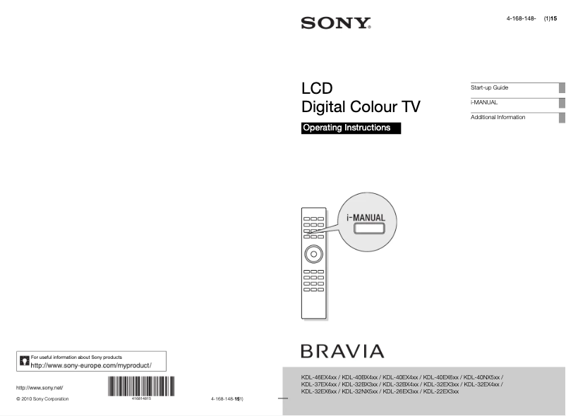 Page 1 of the manual User Manual Sony Bravia KDL-22EX302