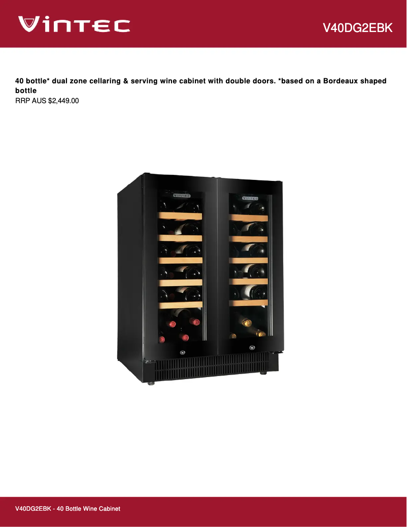 First page image of the manual for V40DG2EBK