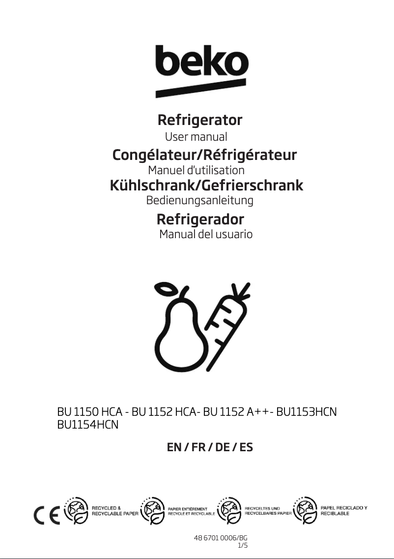 First page image of the manual for BU1154HCN