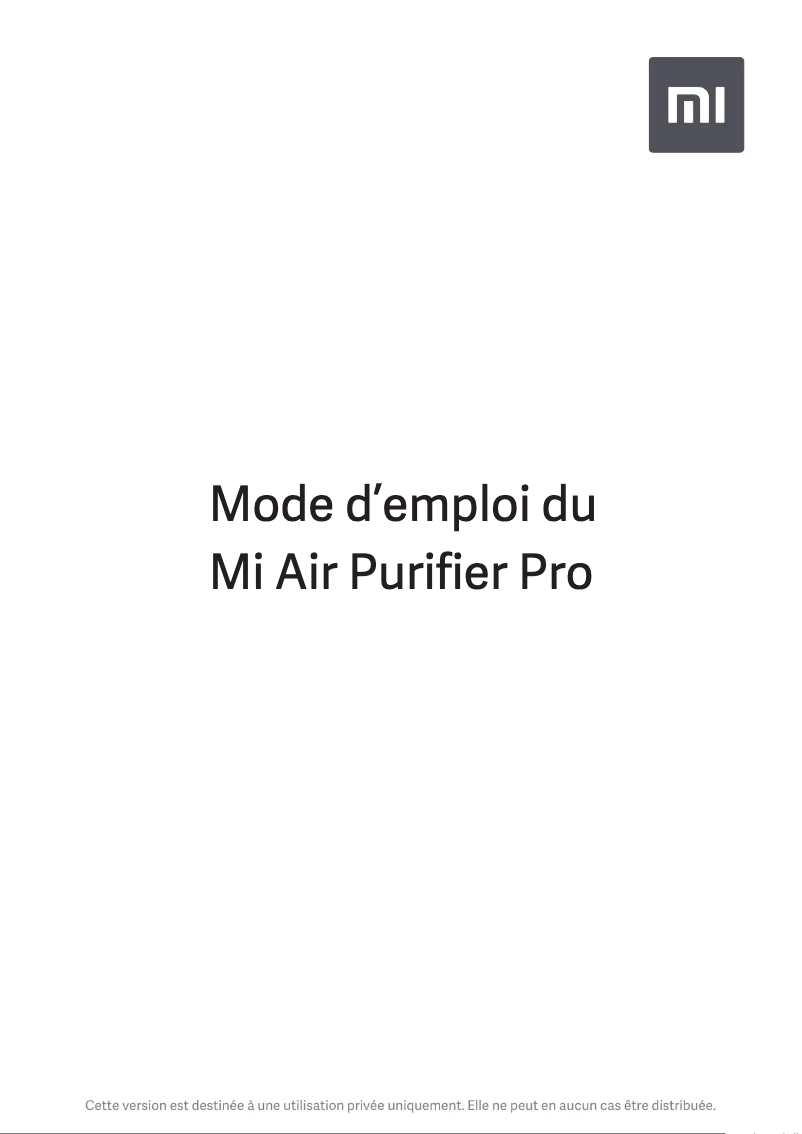 Page 1 of the manual User Manual Xiaomi Mi Air Purifier Pro 