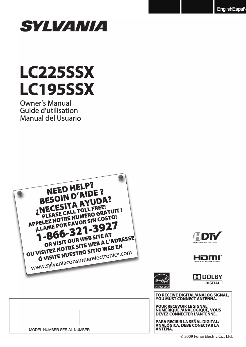 First page image of the manual for LC225SSX