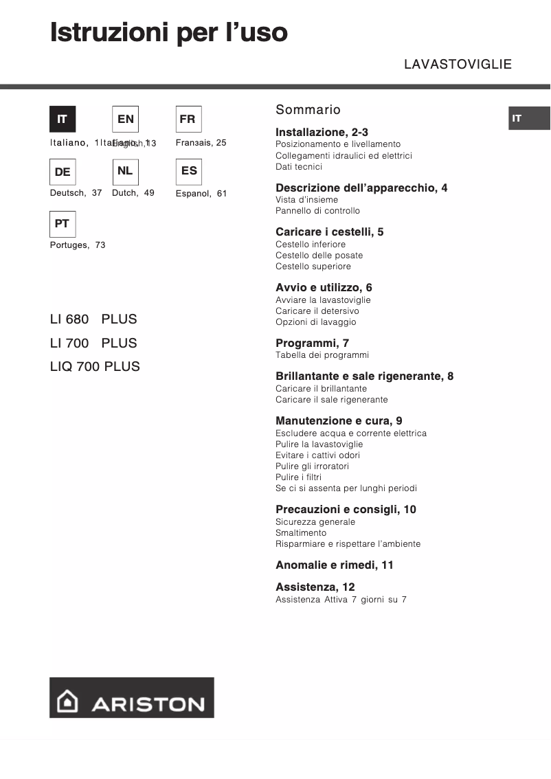 First page image of the manual for LI 700 PLUS