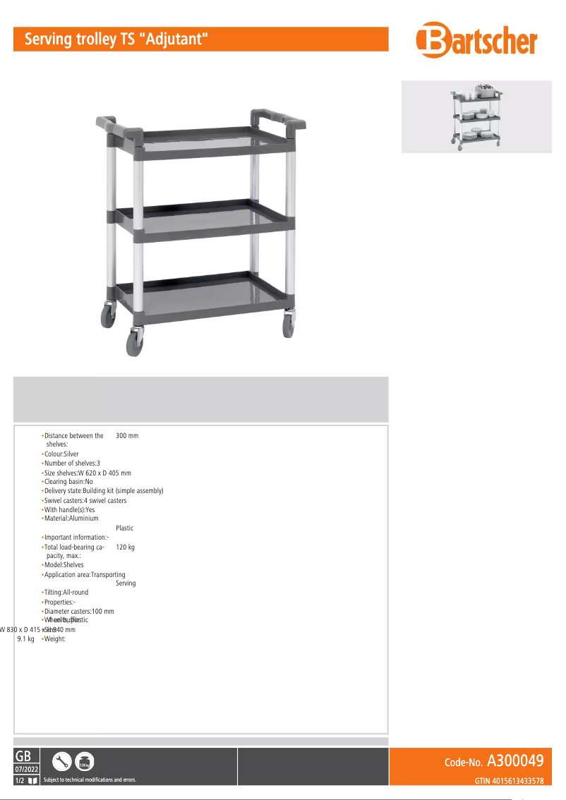 First page image of the manual for A300049