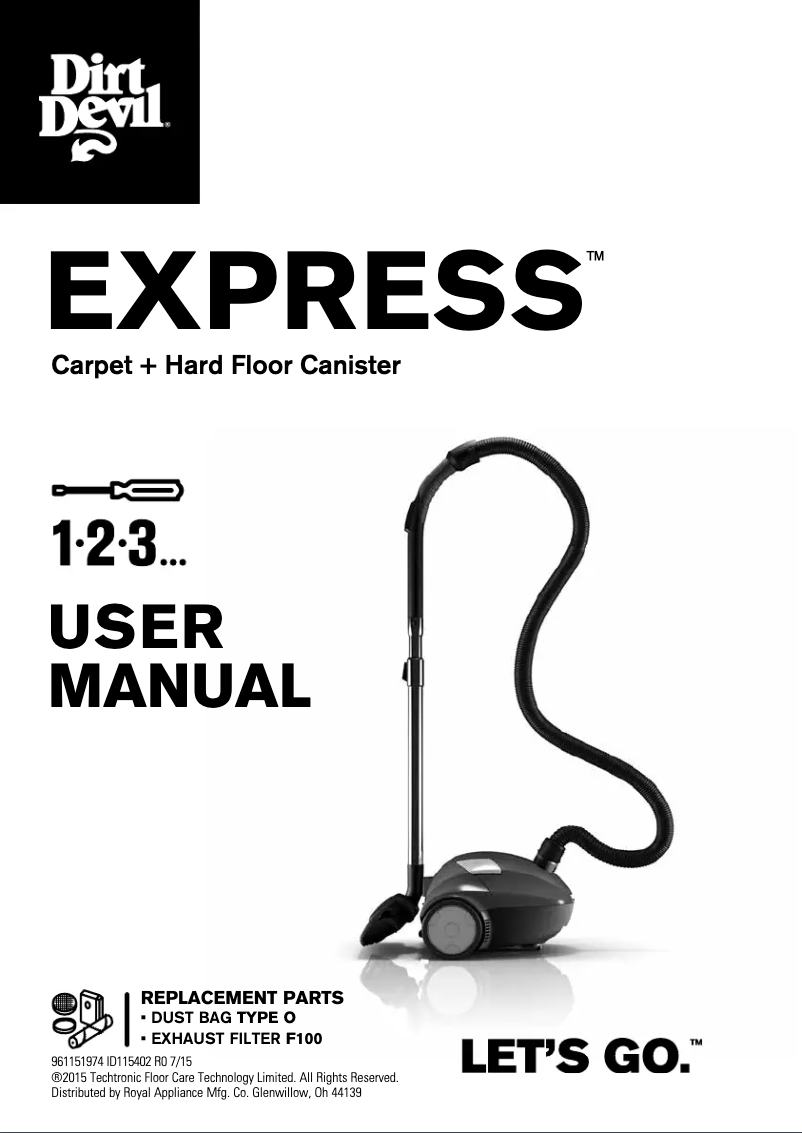 First page image of the manual for Express Bagged Canister