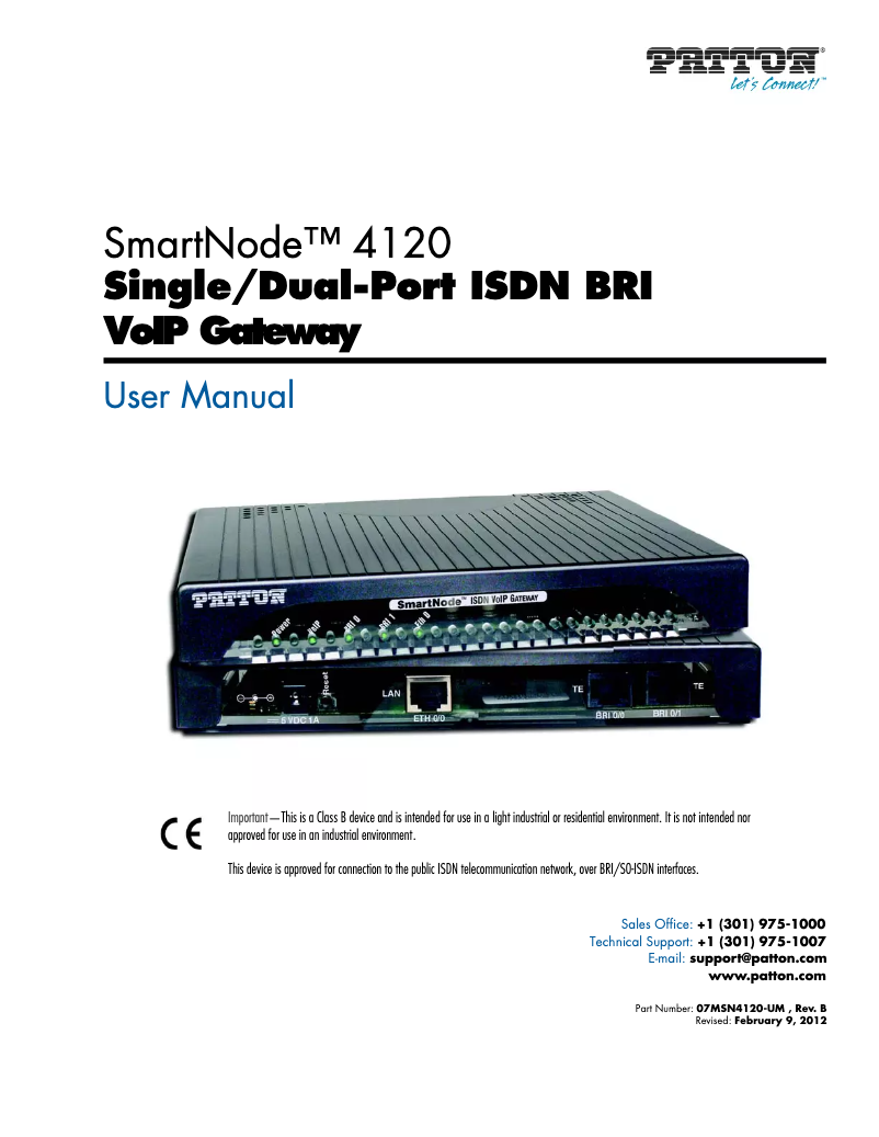 Page 1 of the manual User Manual Patton SmartNode 4120