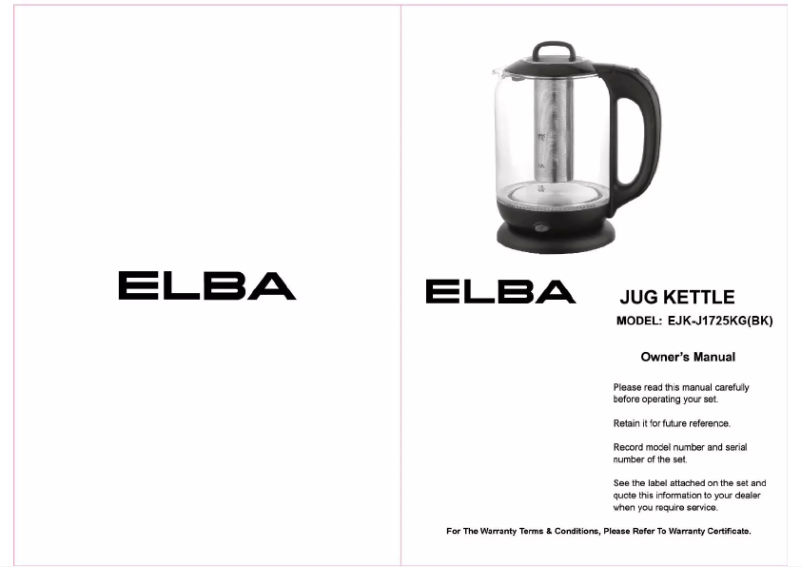 Page 1 of the manual User Manual Elba EJK-J1725KG(BK)