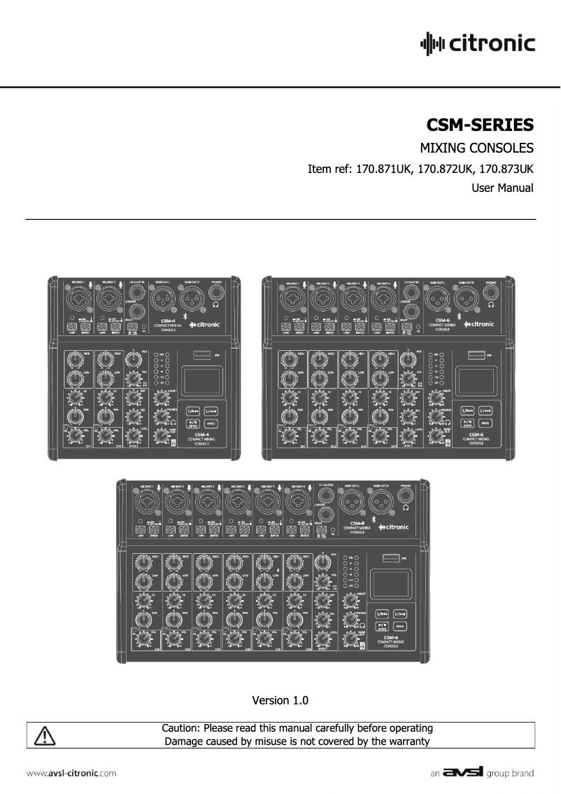 First page image of the manual for CSM-8