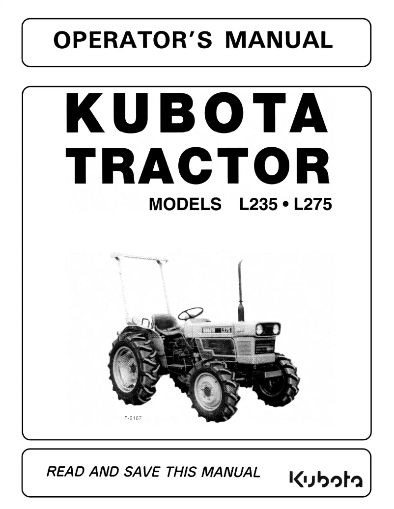 Page 1 of the manual User Manual Kubota L275
