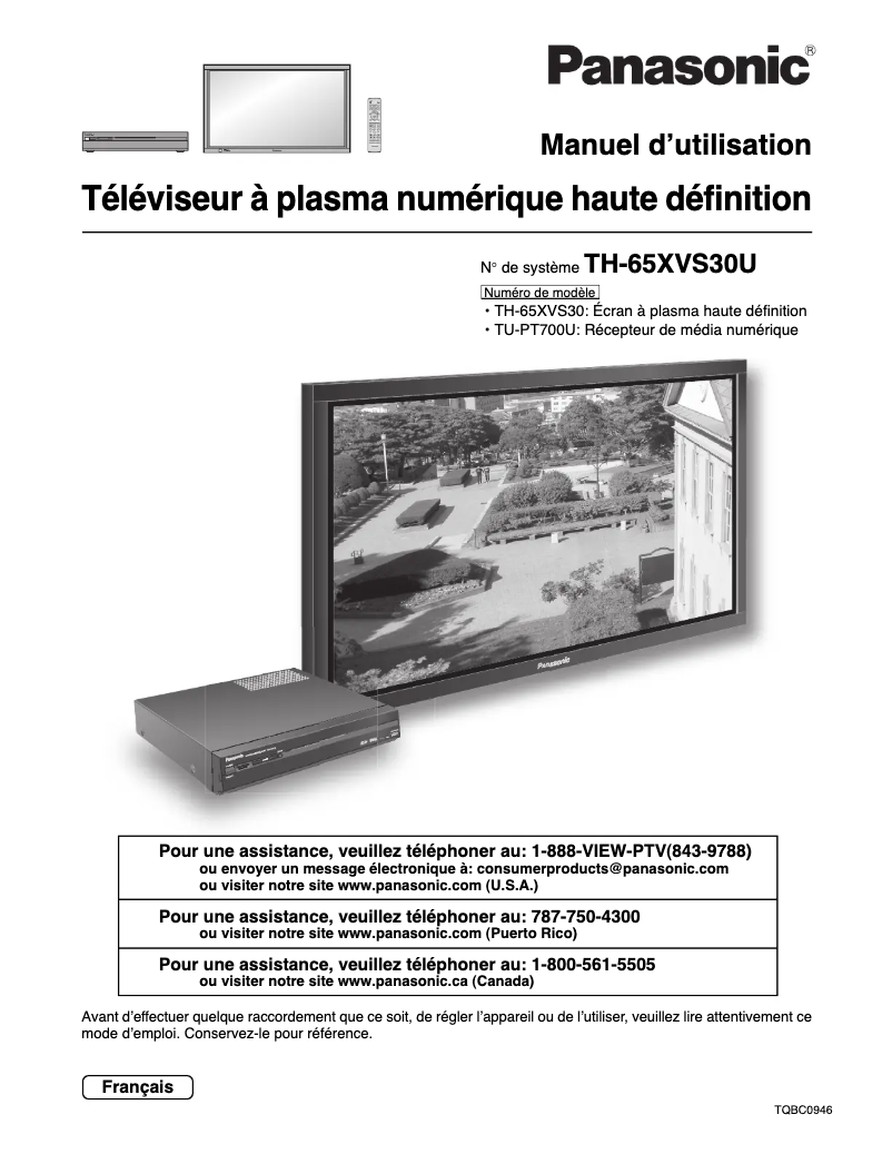 First page image of the manual for TH-65XVS30U