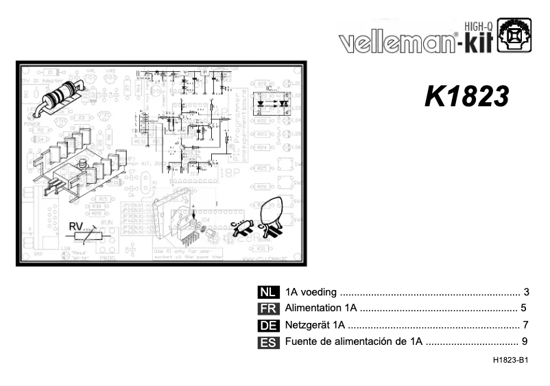 Page 1 of the manual User Manual Velleman K1823