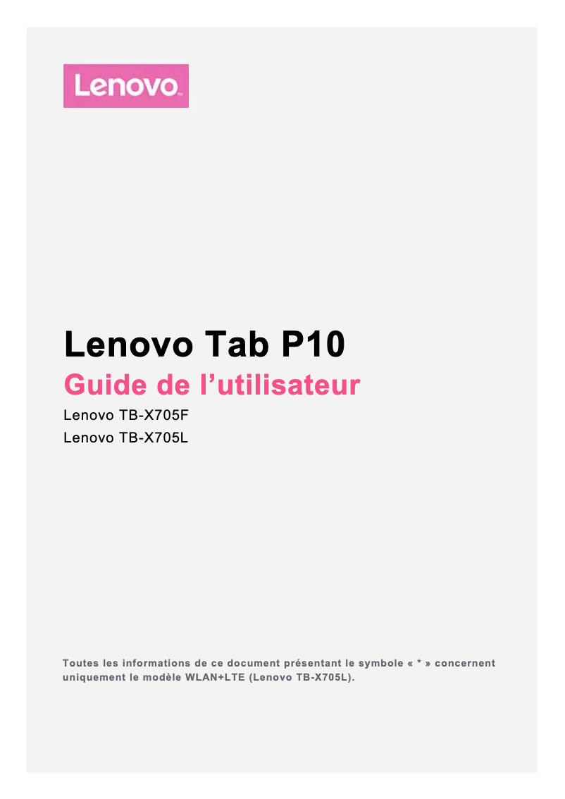 Page 1 of the manual User Manual Lenovo Smart Tab P10