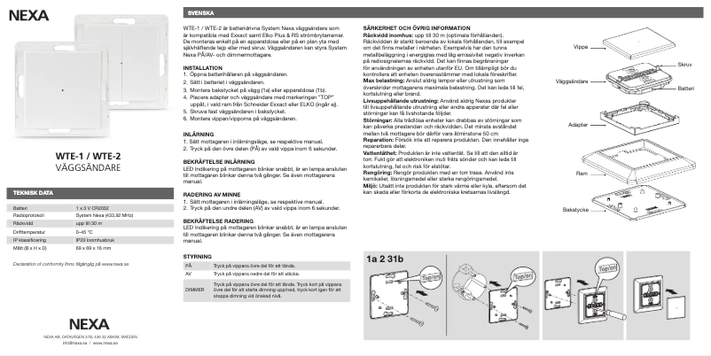 First page image of the manual for WTE-1