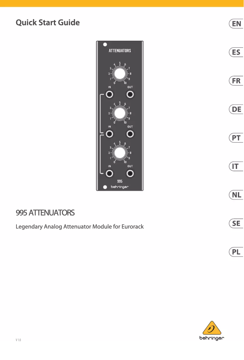 Page 1 of the manual User Manual Behringer 995 Attenuators