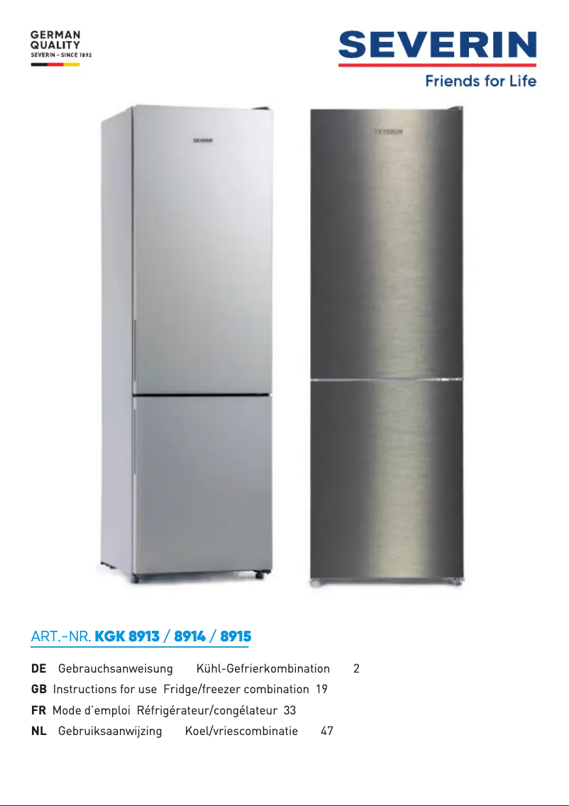 First page image of the manual for KGK 8913