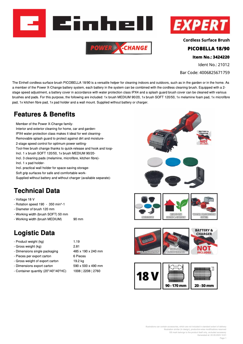 First page image of the manual for PICOBELLA 18/90