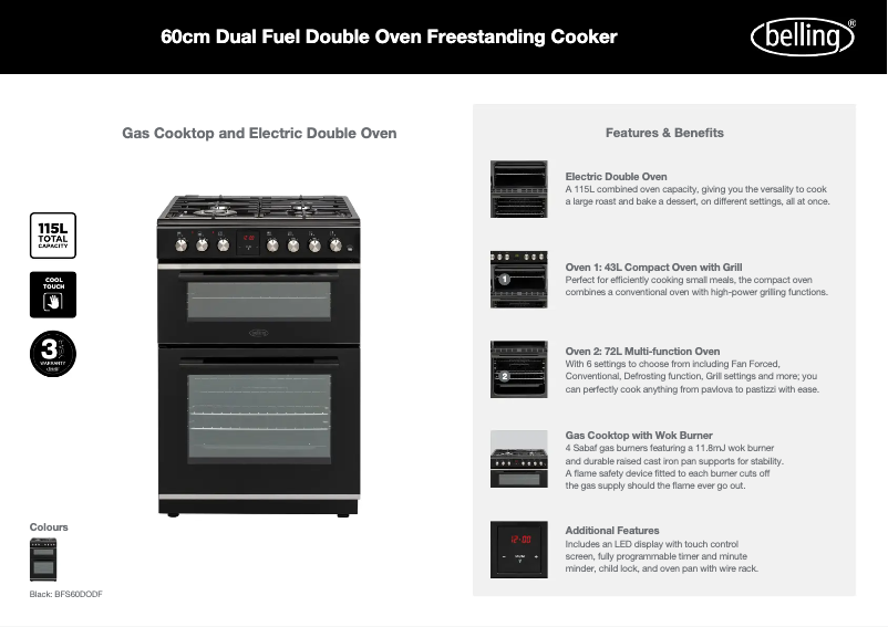 First page image of the manual for BFS60DODF