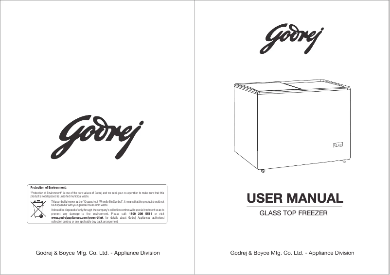 Page 1 of the manual User Manual Godrej Glass Top