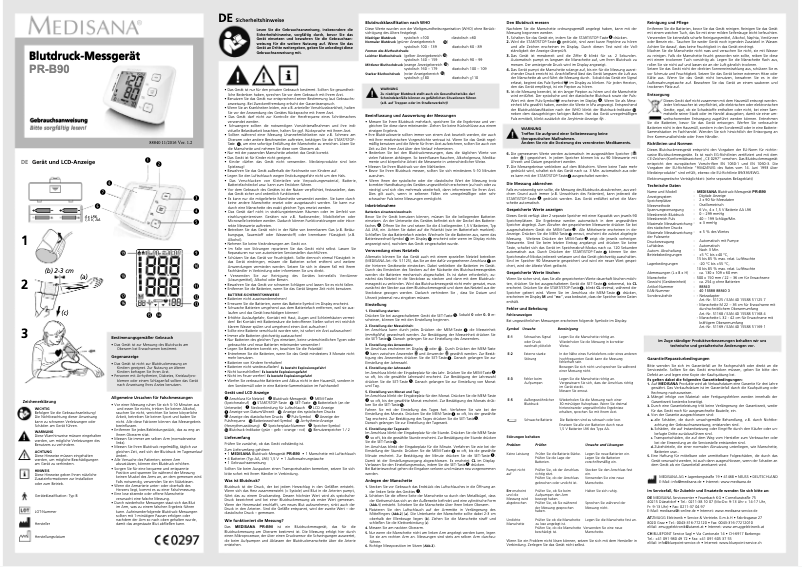Page 1 of the manual User Manual Medisana PR-B90