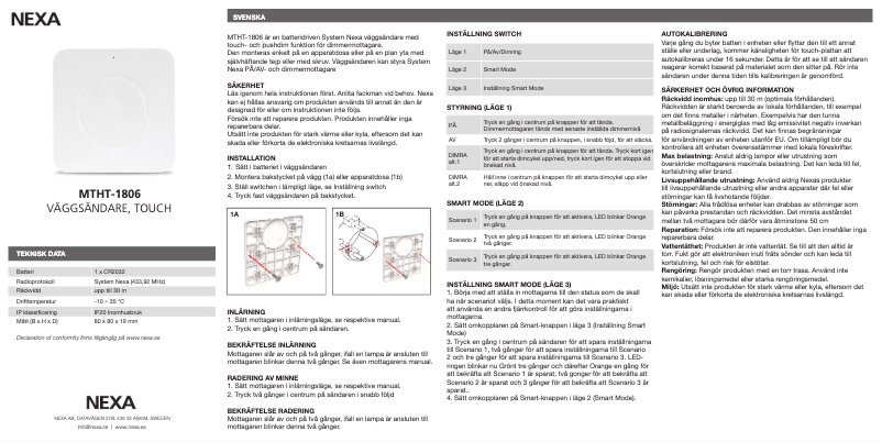Page 1 of the manual User Manual Nexa MTHT-1806