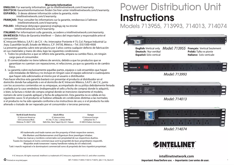 Page 1 of the manual User Manual Intellinet 714013