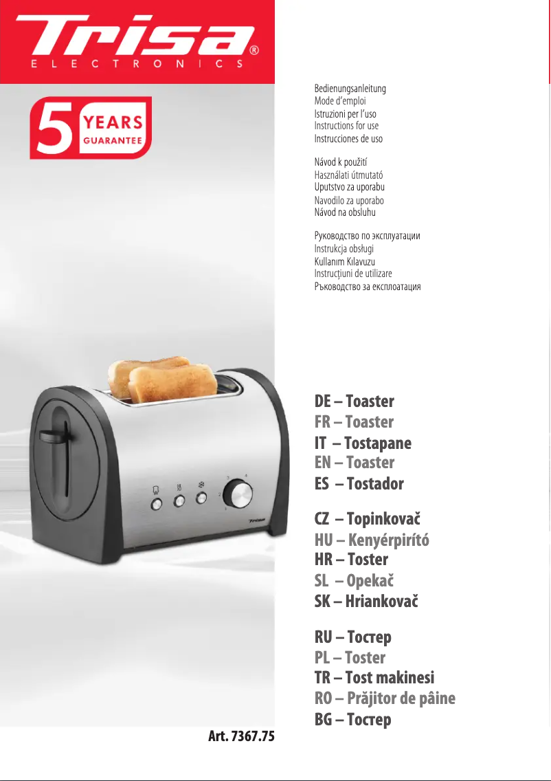 First page image of the manual for Royal Toast 7367.75