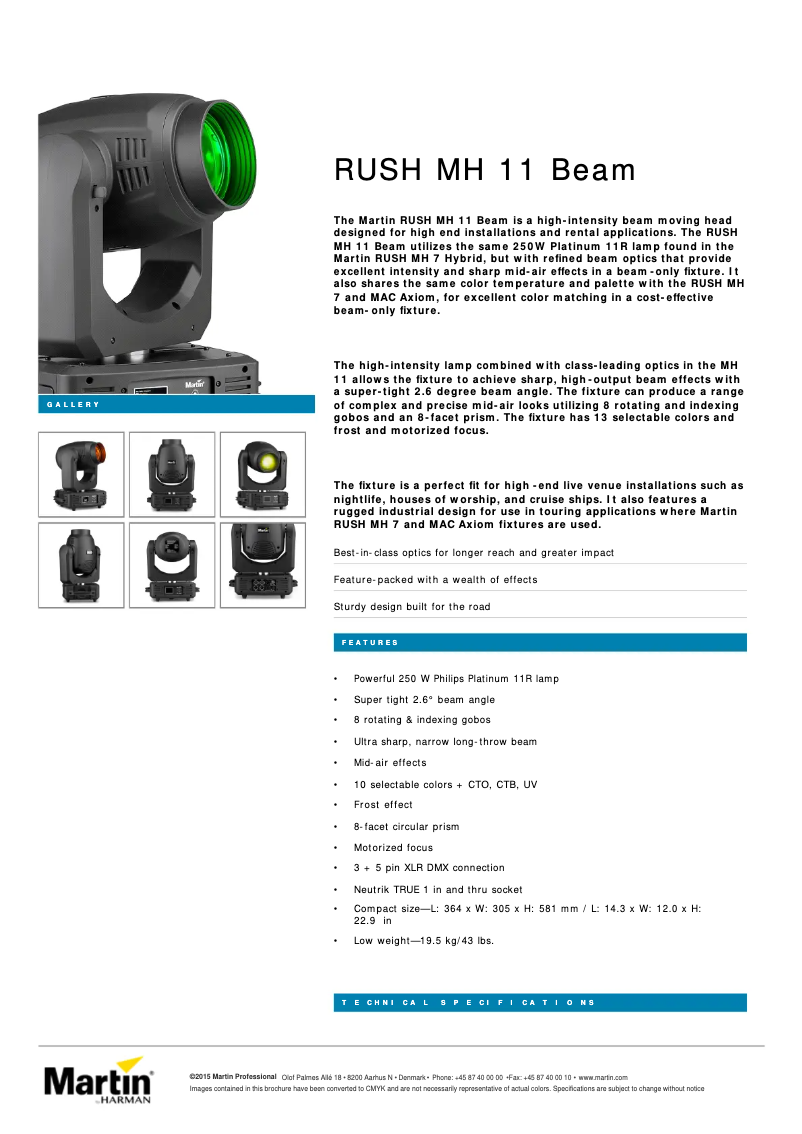 First page image of the manual for RUSH MH 11 Beam