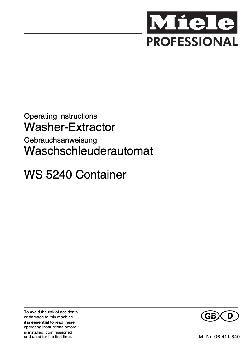 First page image of the manual for WS 5240