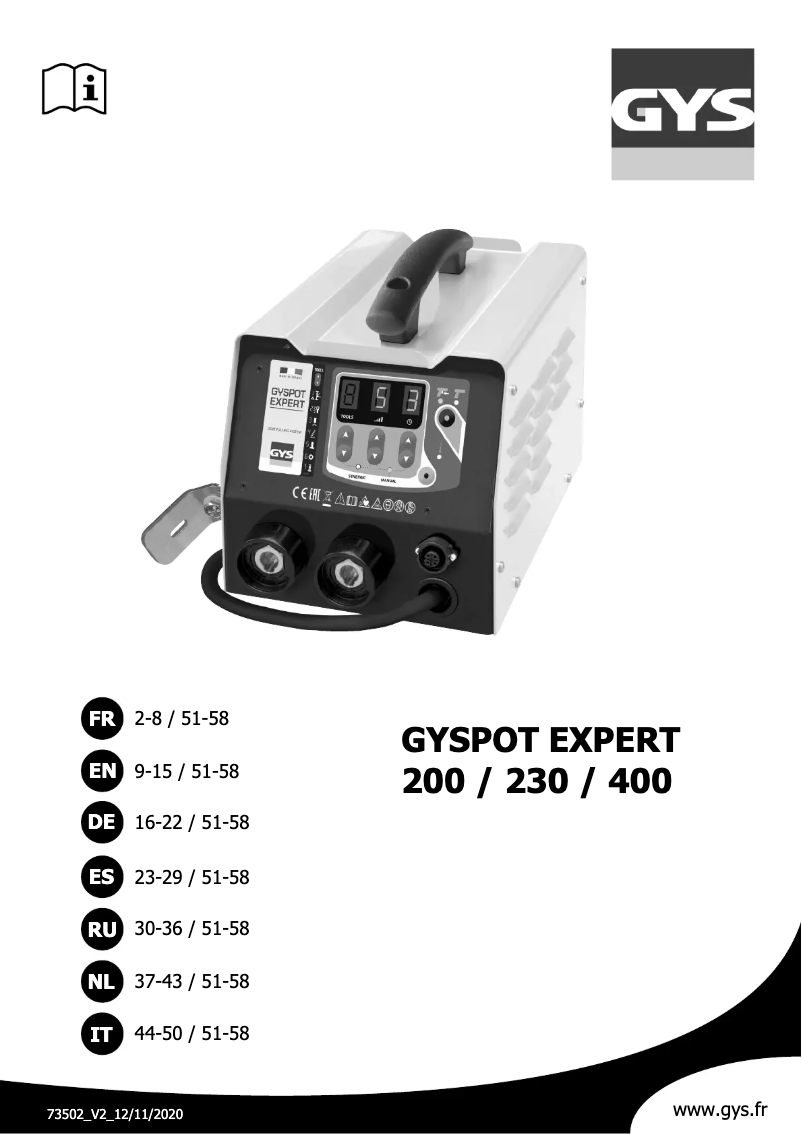Page 1 of the manual User Manual GYS Gyspot Expert 230