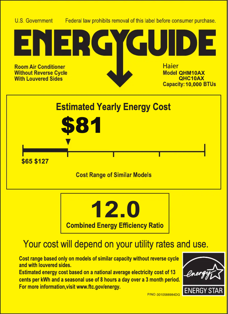 Page 1 of the manual Energy Label Haier QHM10