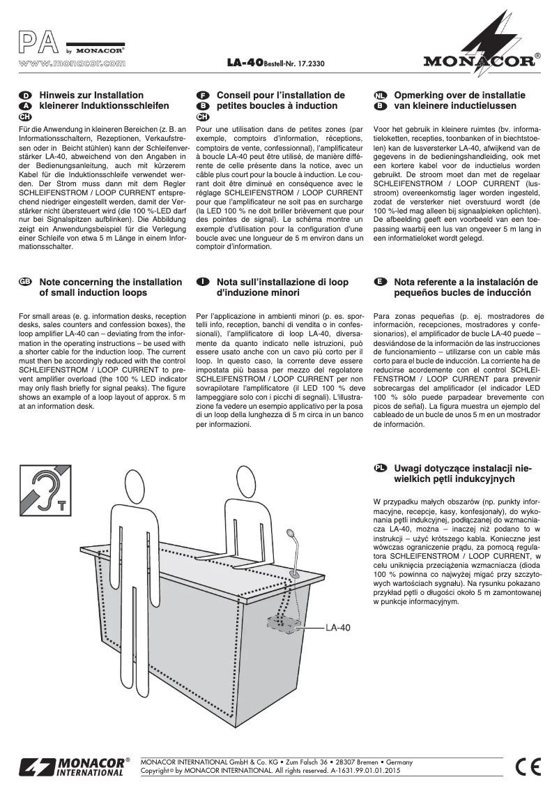 Page 1 of the manual User Manual Monacor LA-40
