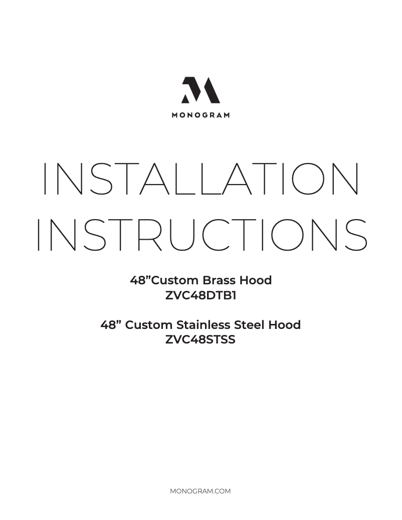 First page image of the manual for ZVC48DTB1