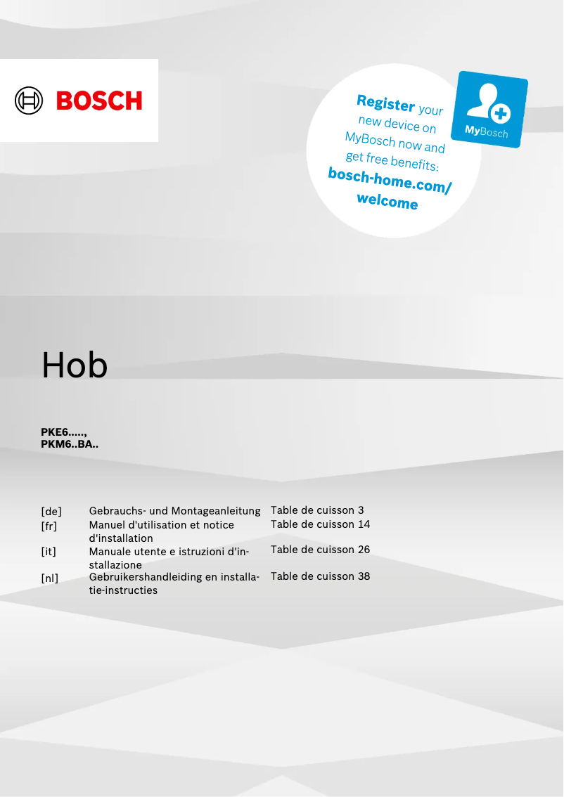 First page image of the manual for PKE645BA2E