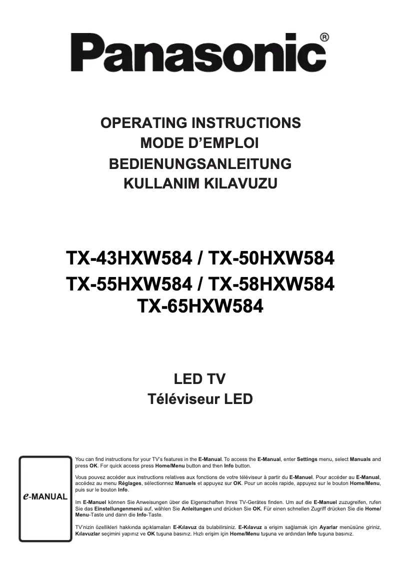 Page 1 of the manual User Manual Panasonic TX-58HXW584