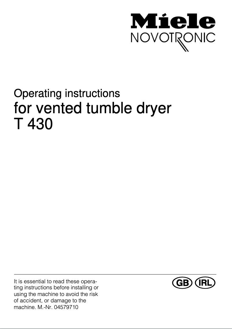 First page image of the manual for T 430