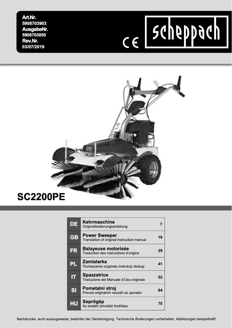 First page image of the manual for SC2200PE