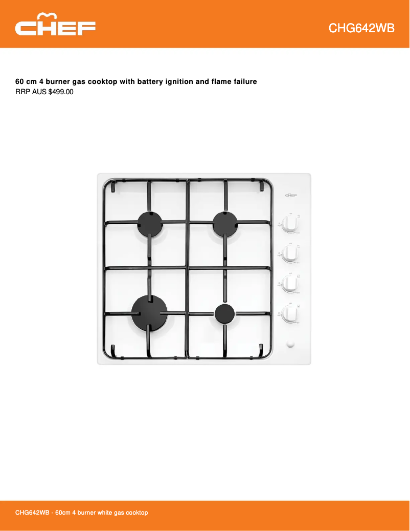 Page 1 of the manual Technical Sheet Chef CHG642WB
