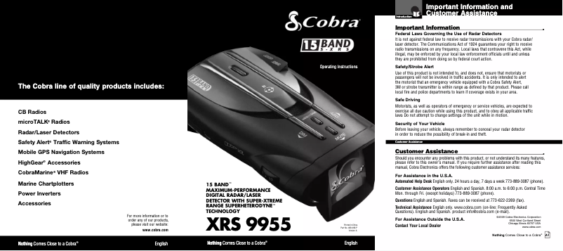 Page 1 de la notice Manuel utilisateur Cobra XRS 9960G