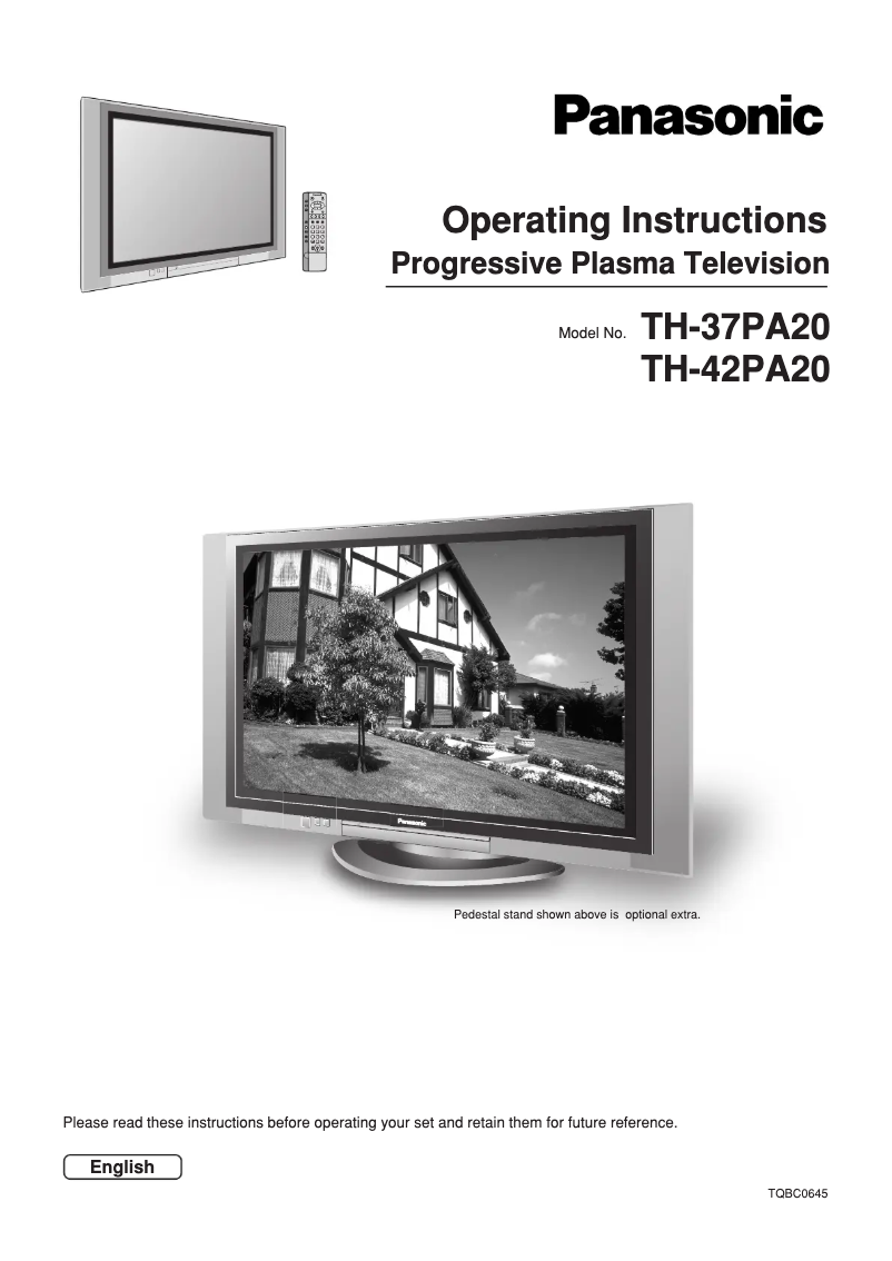 First page image of the manual for Viera TH-42PA20M