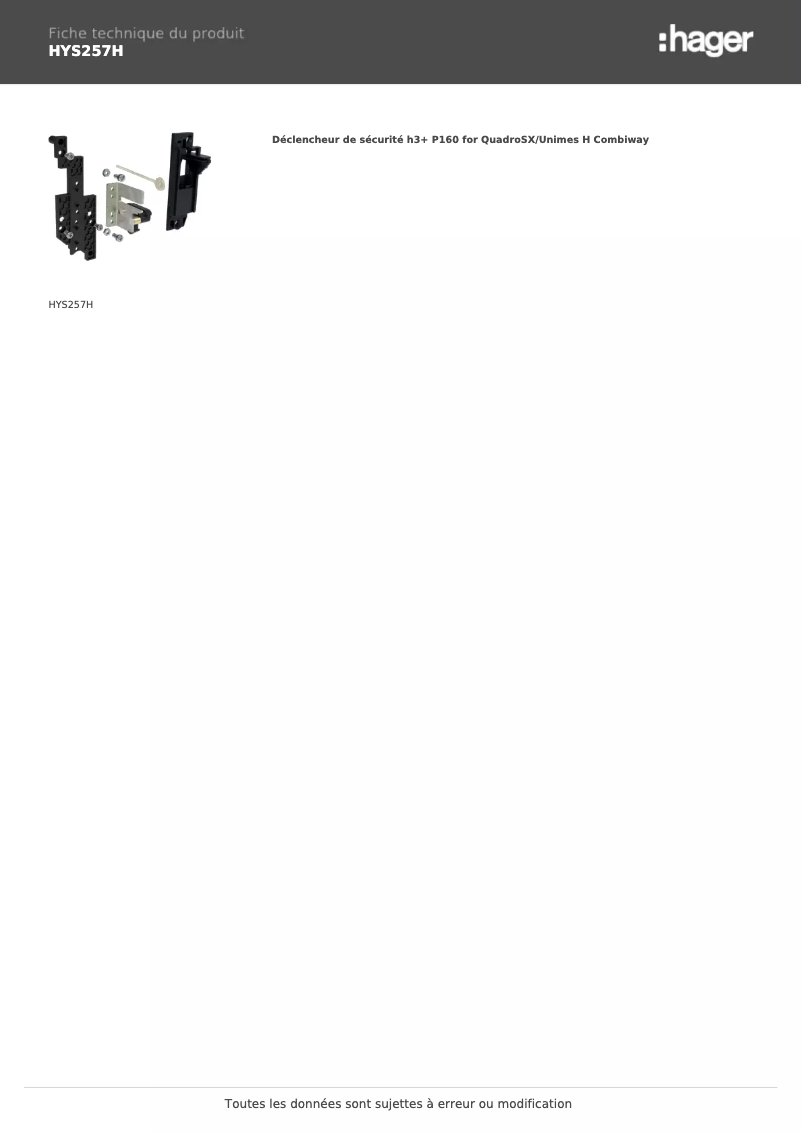 First page image of the manual for HYS257H