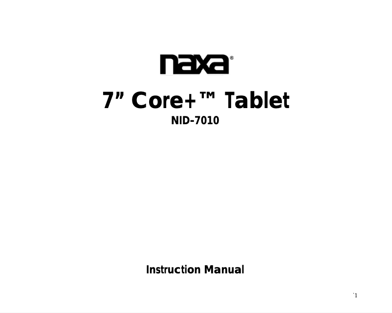 Page 1 of the manual User Manual Naxa NID-7010