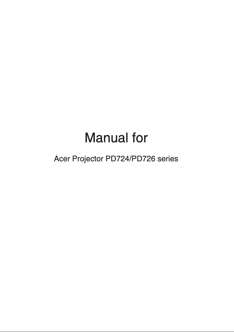 First page image of the manual for PD726