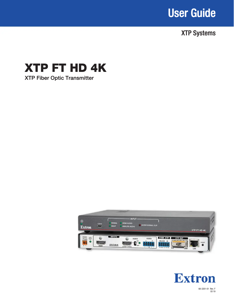 Page 1 of the manual User Manual Extron XTP FT HD 4K