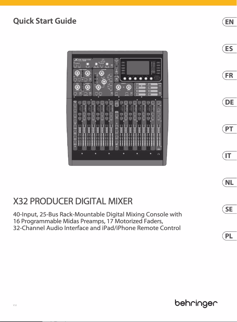 Page 1 of the manual Quick Start Guide Behringer X32 Producer