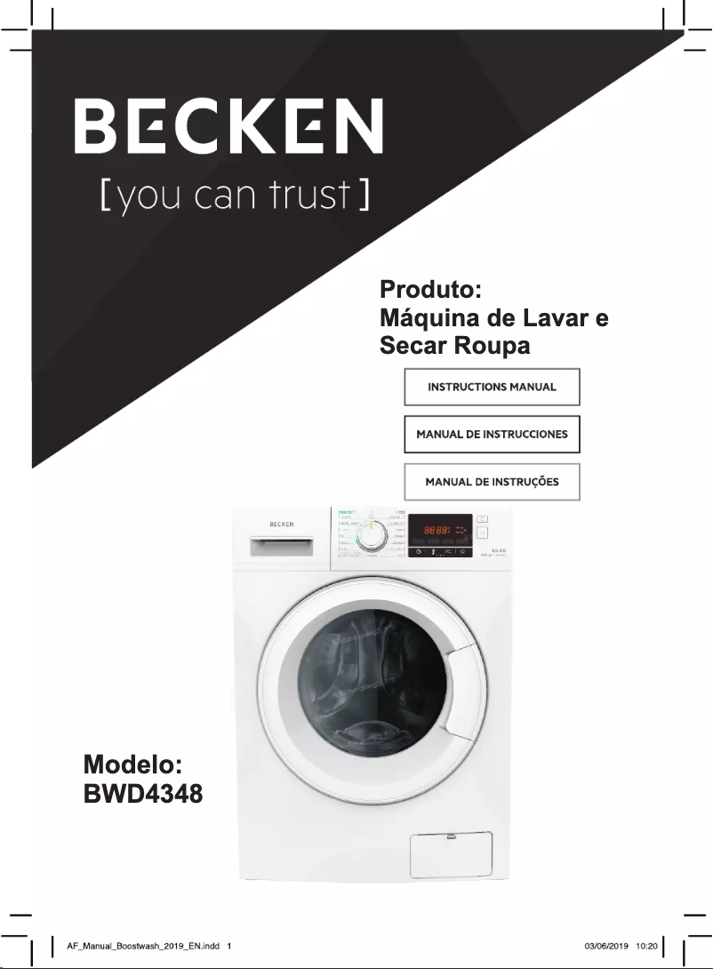 First page image of the manual for BWD4348