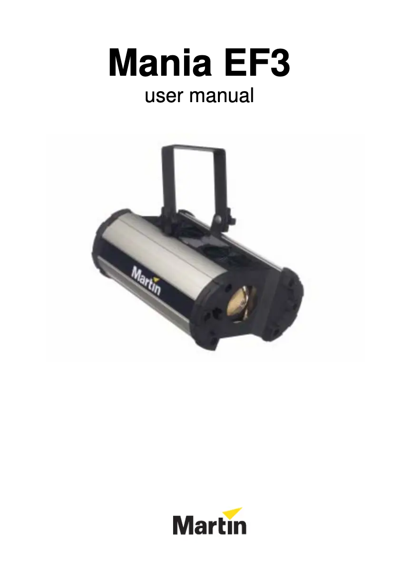 First page image of the manual for Mania EF3