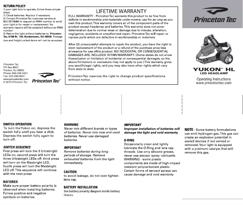 First page image of the manual for Yukon HL
